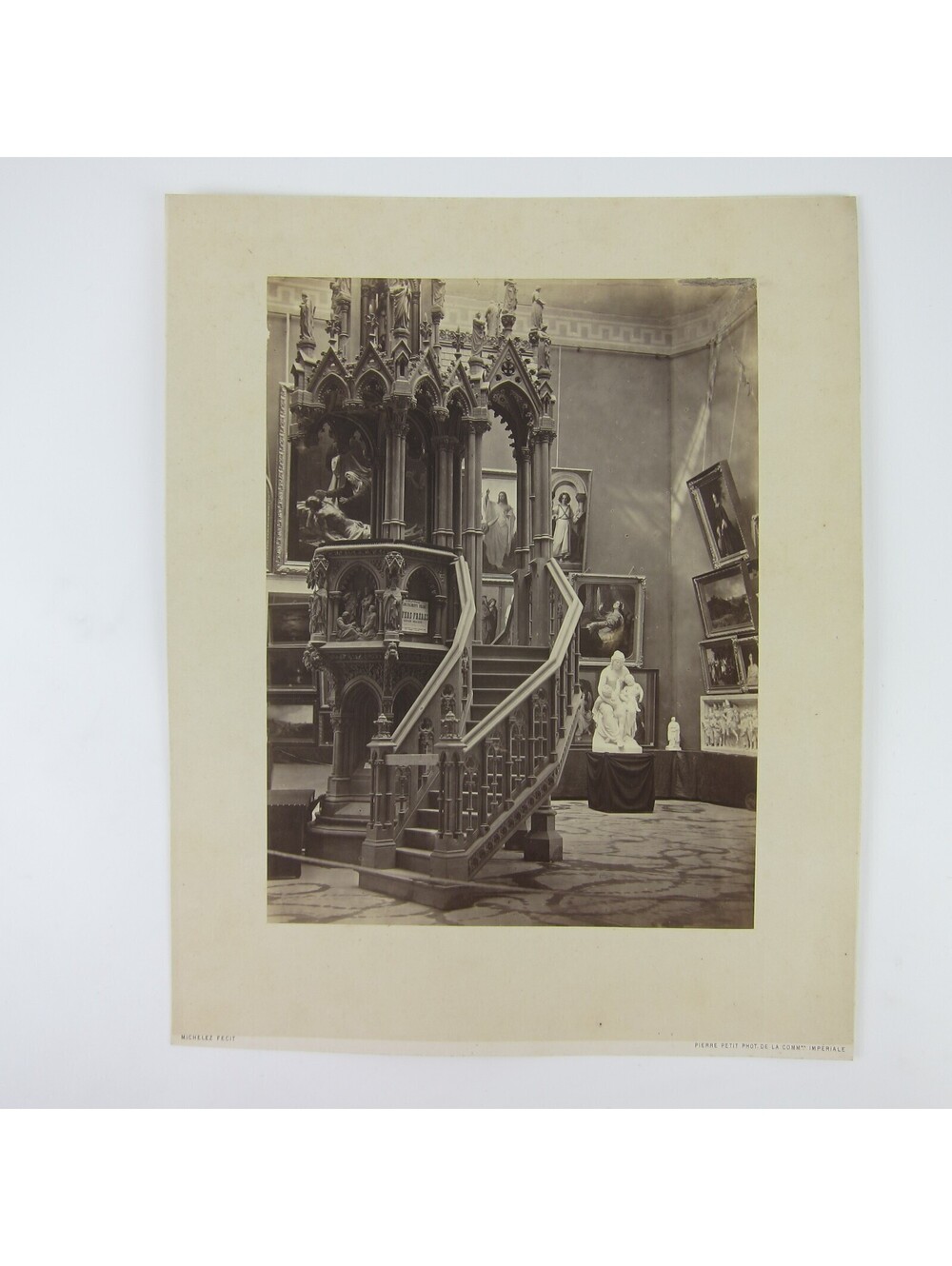 1867 Paris Worlds Fair Photo Print LARGE Belgian Pulpit Carved Wood Michelez